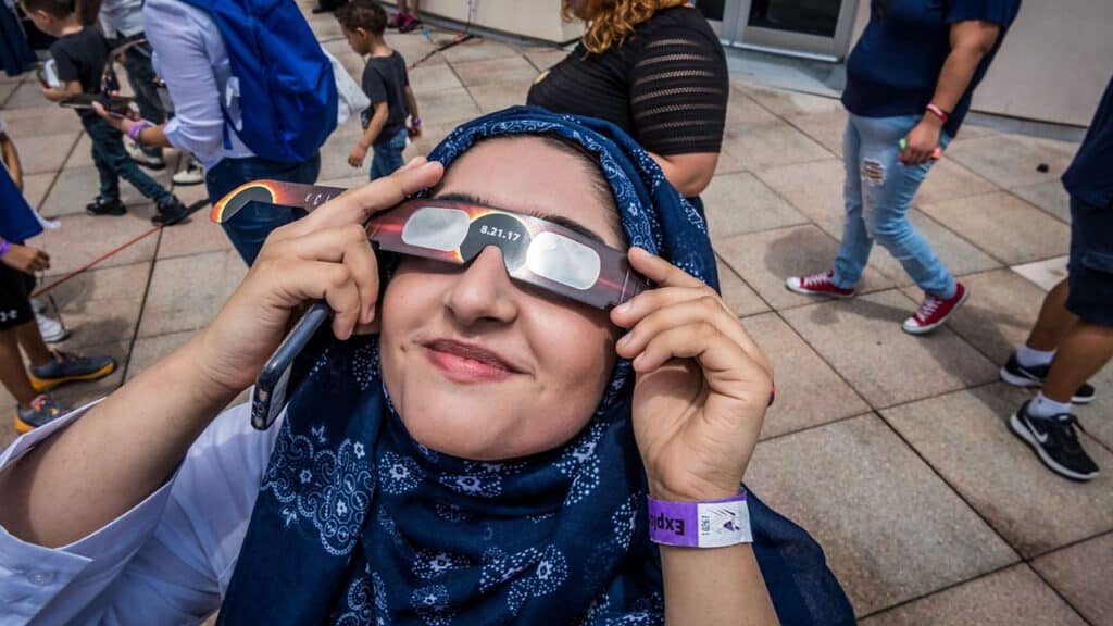 Safe solar eclipse viewing with certified eclipse glasses