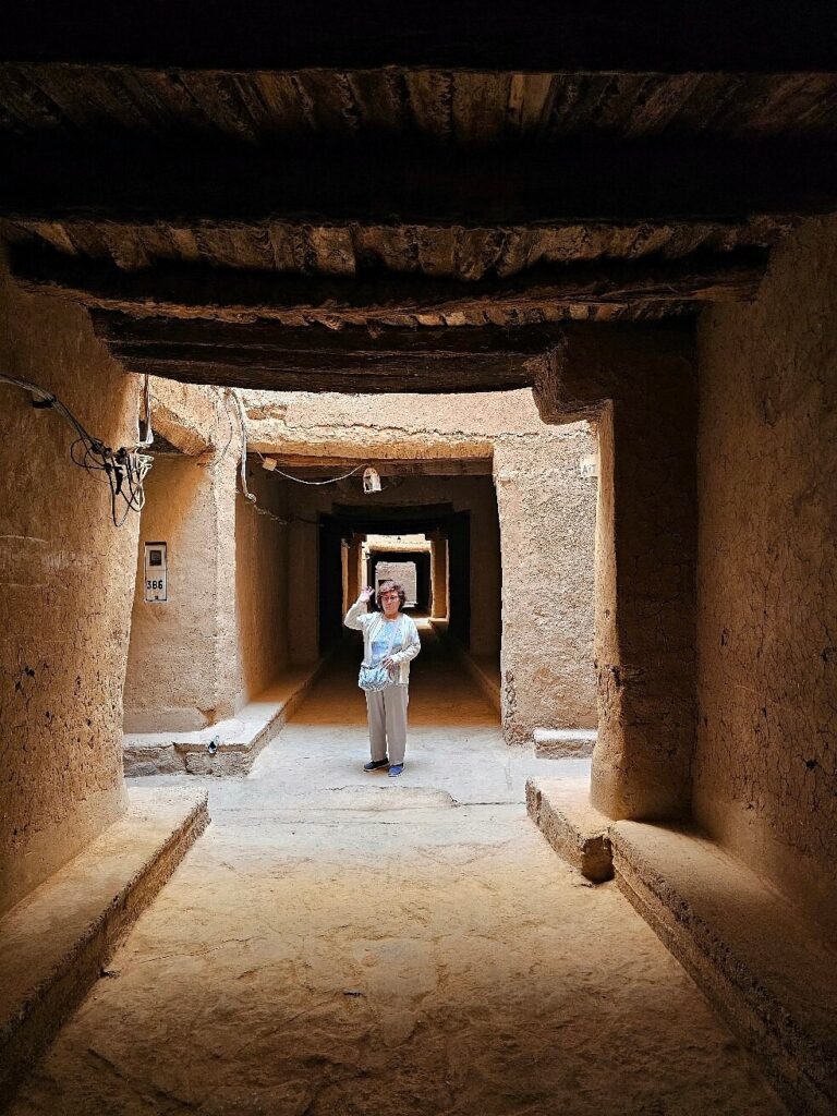 Client visiting El Khorbat Ksar near Erfoud, Morocco